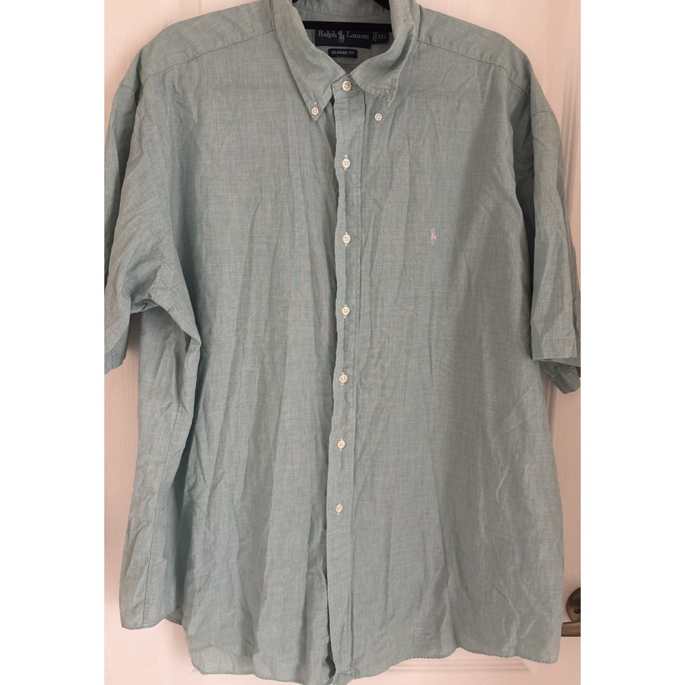 Ralph Lauren Polo Classic Fit Green Teal Button Down Shirt Old Money Preppy XXL